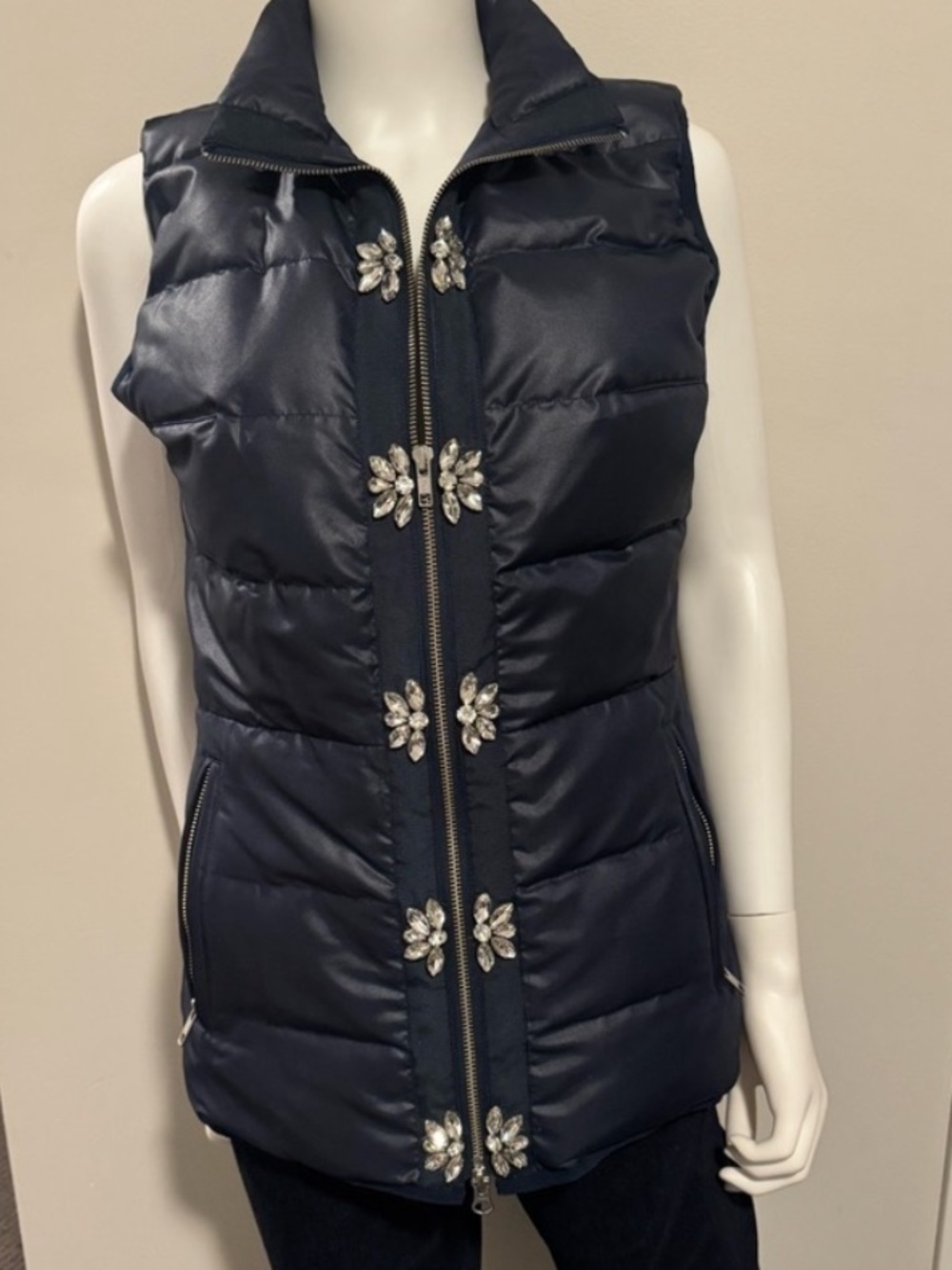 NWT Glamourpuss Embellished Vest in Navy Size XSmall (oversized)